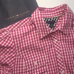 Tommy Hilfiger hot pink gingham short sleeved
